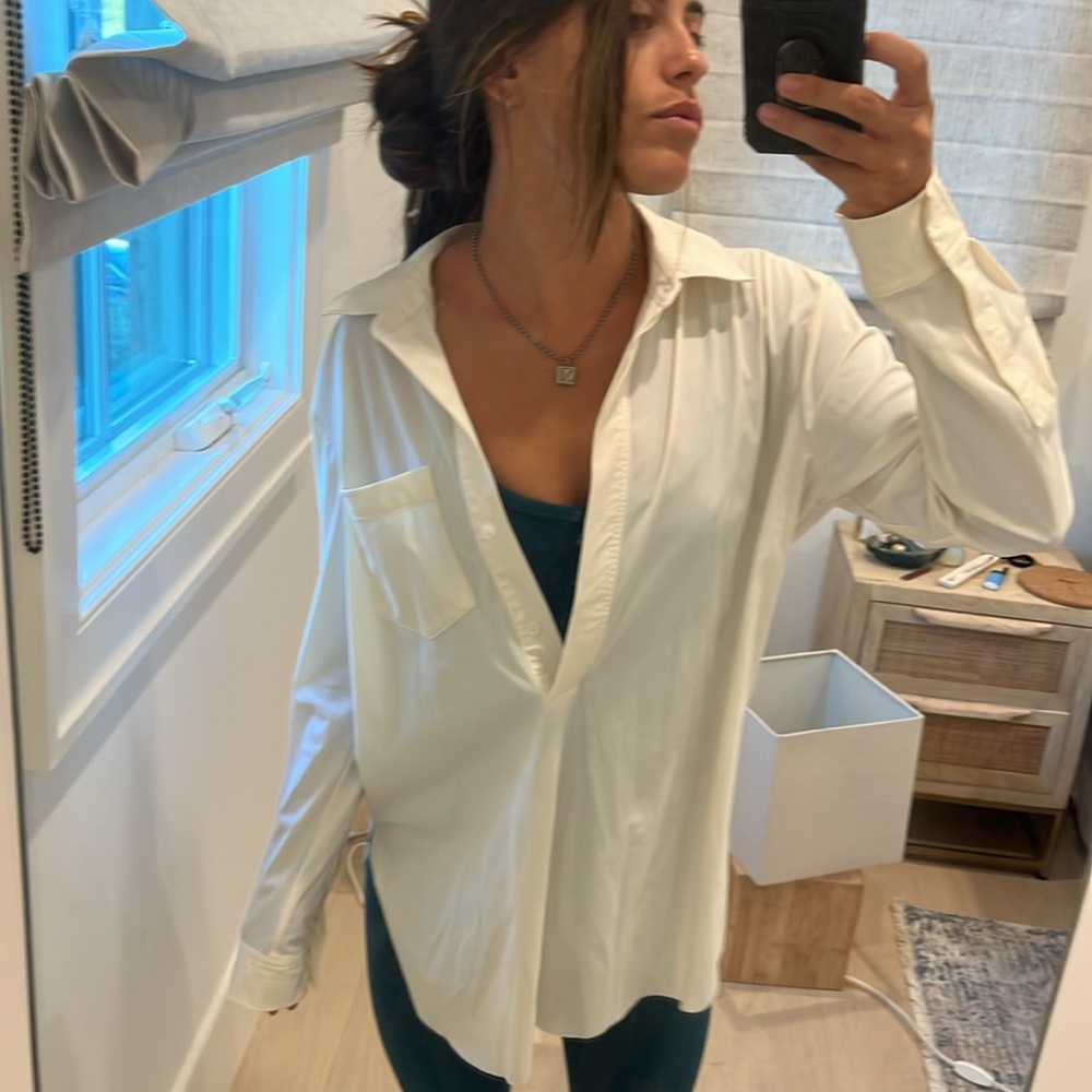 Lyssé White Quarter Button Shirt